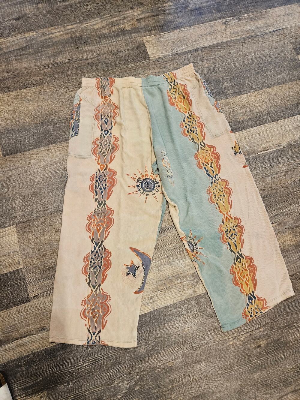 Soft surroundings XL wide leg crop Palazzo pants boho cottage garden celestial